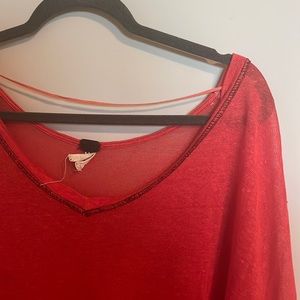 Free people linen blend knit tunic pink x-small